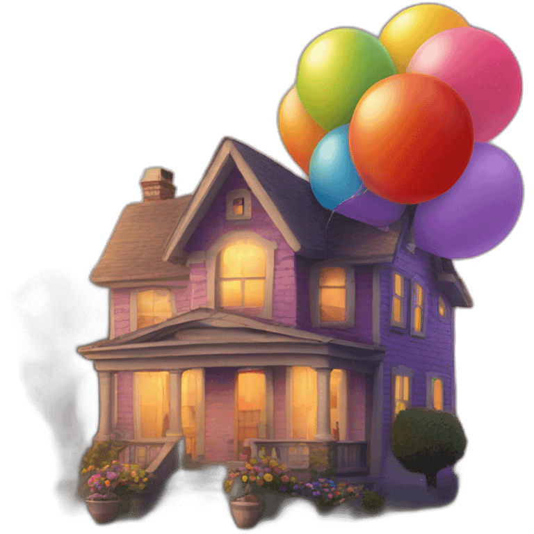 House in the aire with hot balloons like in the movie up emoji