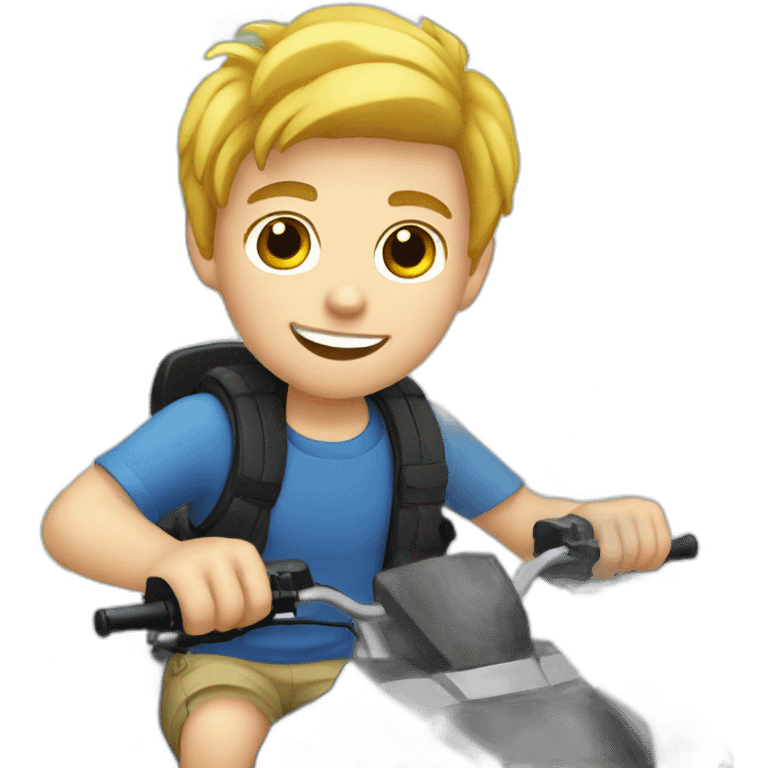 White boy teenager riding quad bike emoji