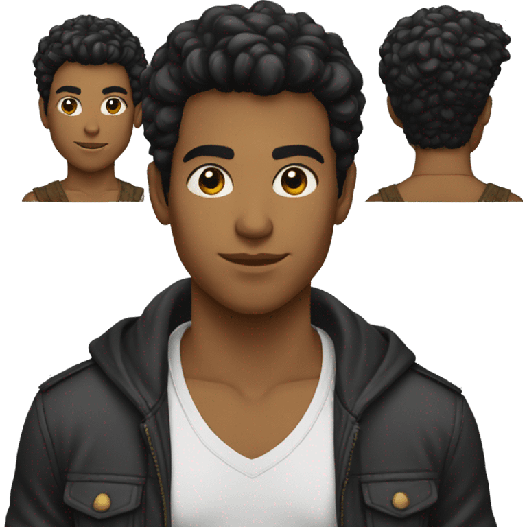 joven con pelo negro lacio, guapo emoji