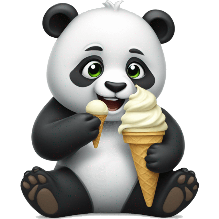 Panda eating ice cream emoji