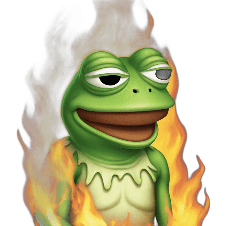 pepe frog on fire emoji