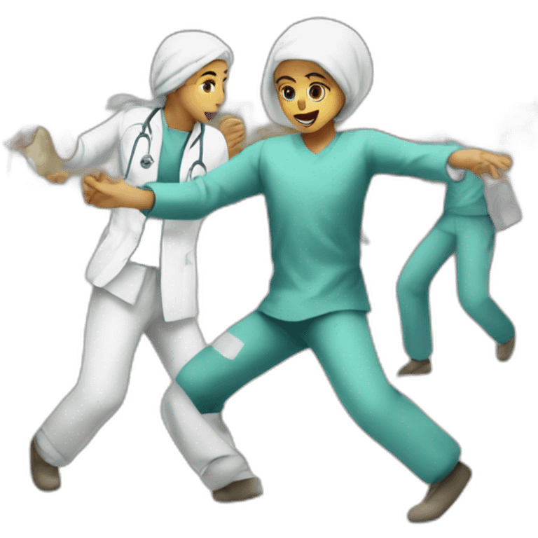 Palestinian hospital airstrike people gathered dancing emoji