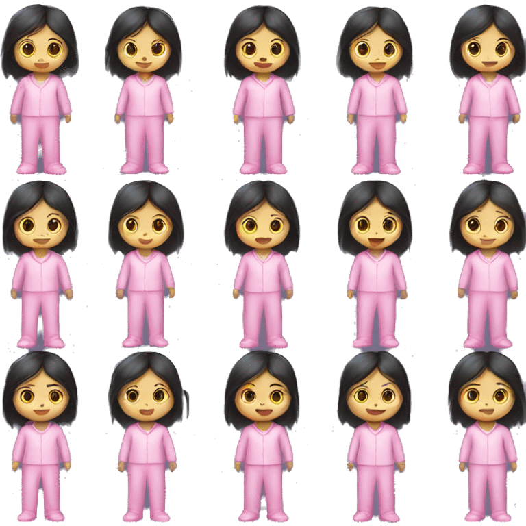 Asian girl wearing pink pajamas  emoji