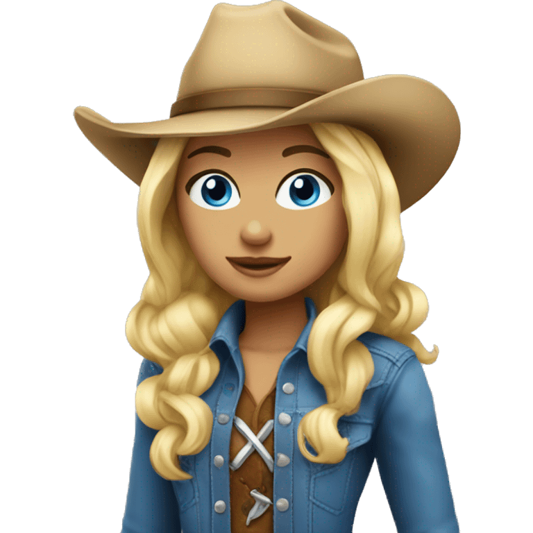 Blonde cowgirl blue eyes emoji