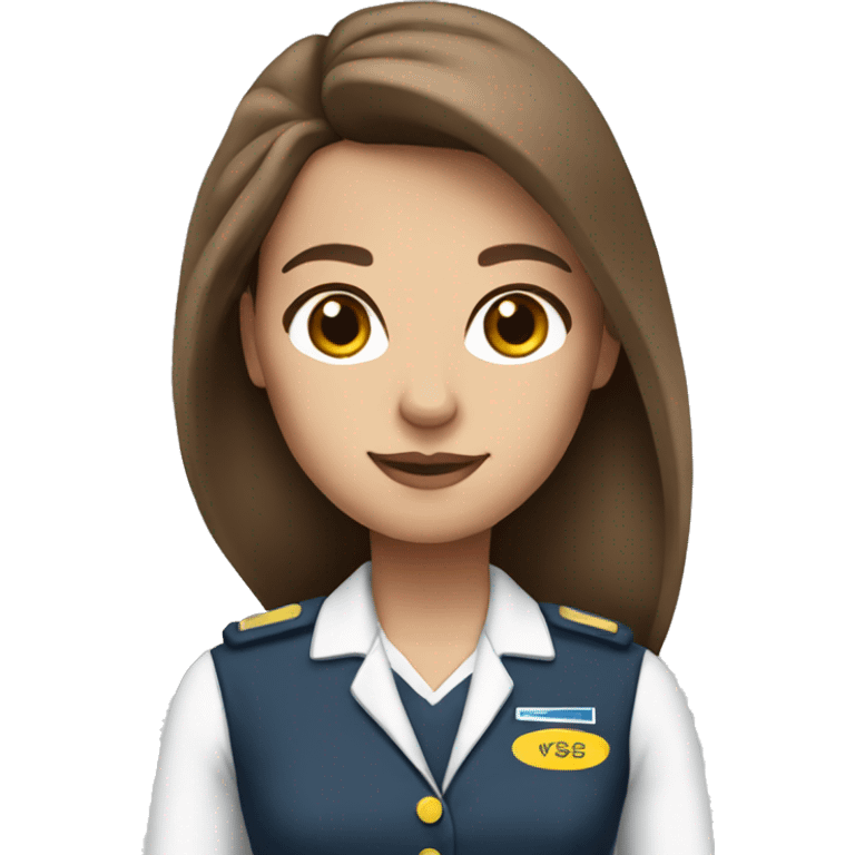 Stewardess with long brown hair and brown eyes  emoji