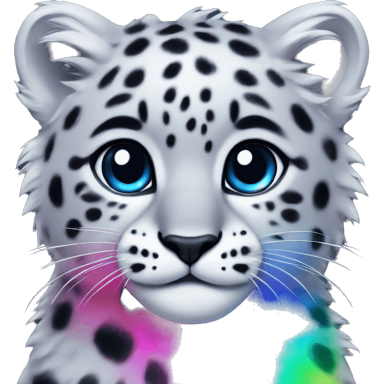 neon rainbow snow leopard cub emoji