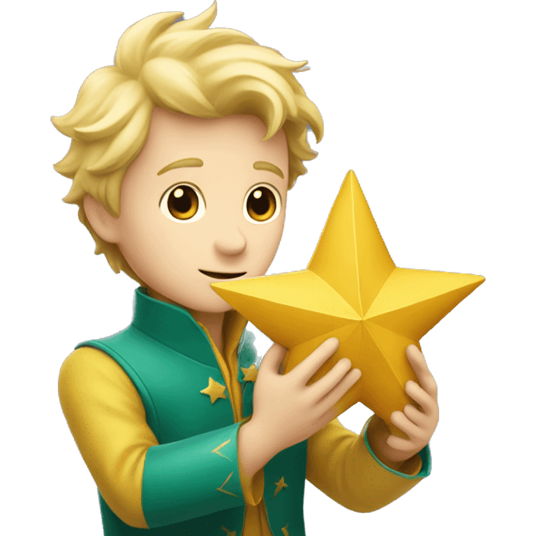 The little prince holds a star in his hands emoji