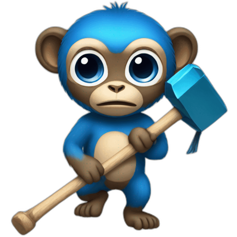 monkey with blue hammer emoji