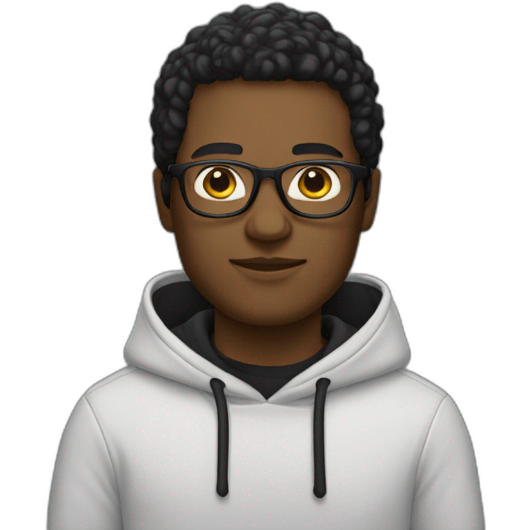 white man with glasses wearing black hoodie emoji