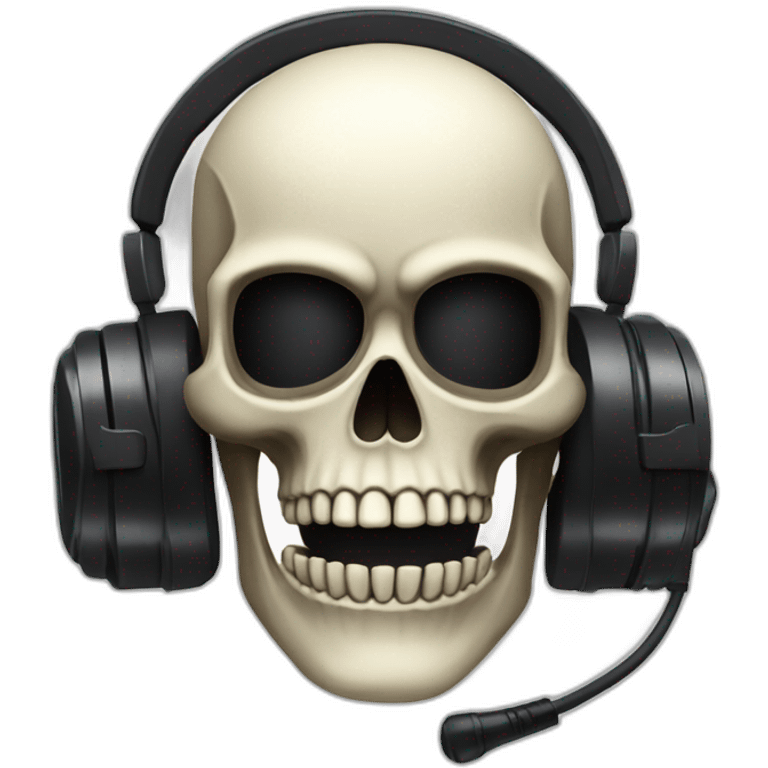 Military Skeleton mask with a long black mask underneath it and headset with a microphone emoji