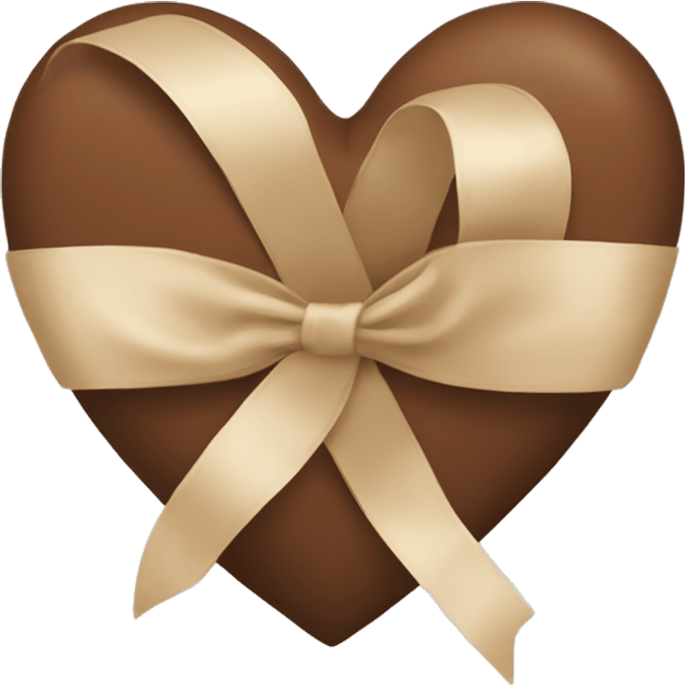 brown heart with beige ribbon emoji