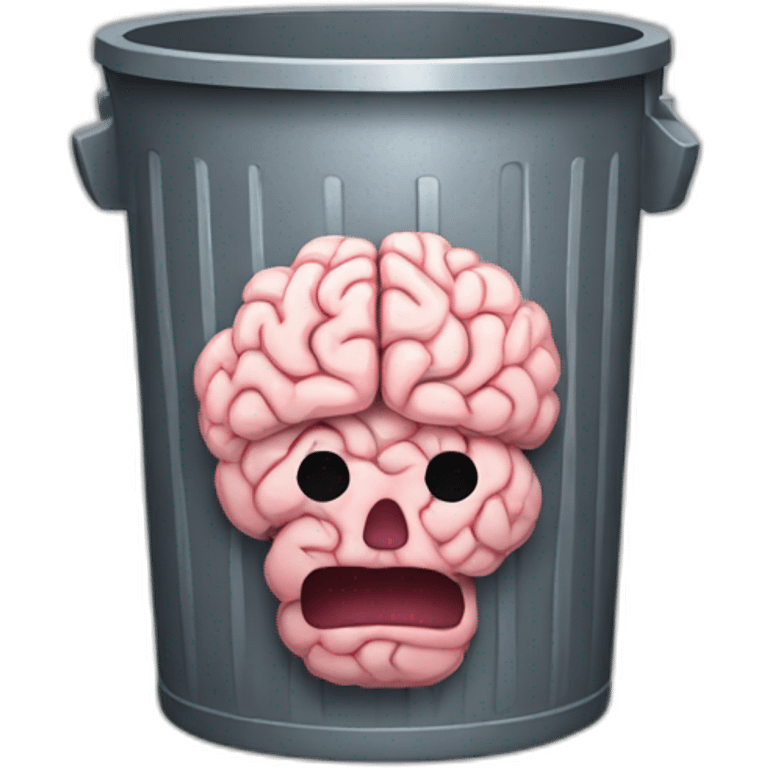 a trash can with brain instead of the lit emoji