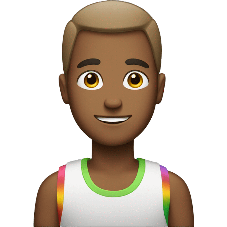 a brown guy with buzz cut hair and a rainbow hat emoji