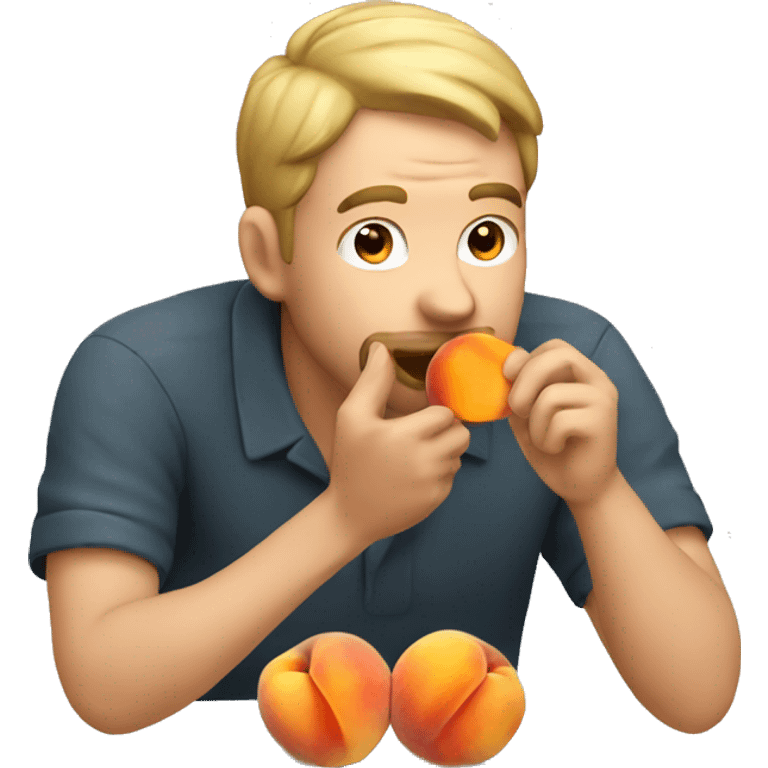 Man eating peach emoji