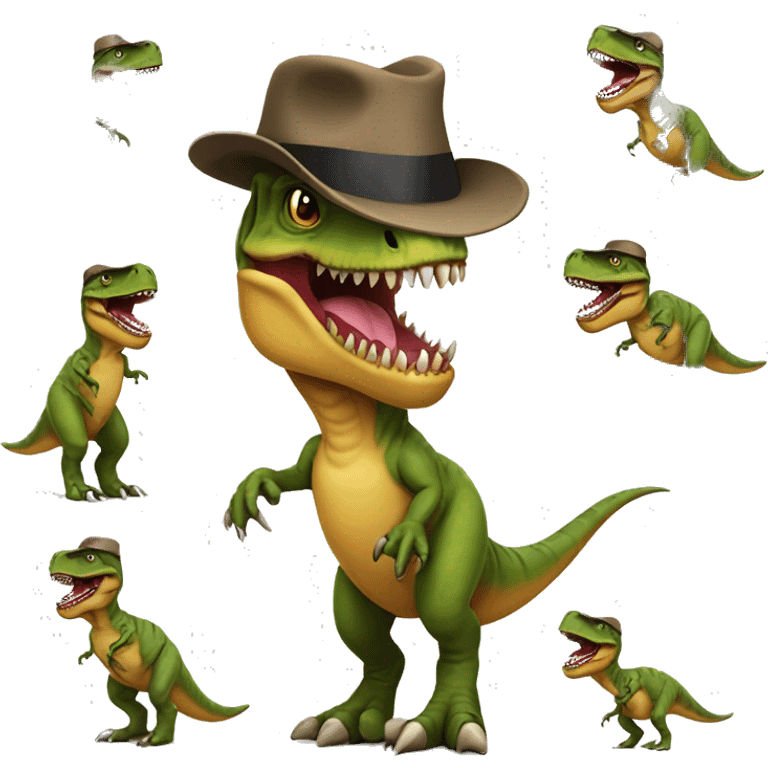 t-rex in a hat emoji