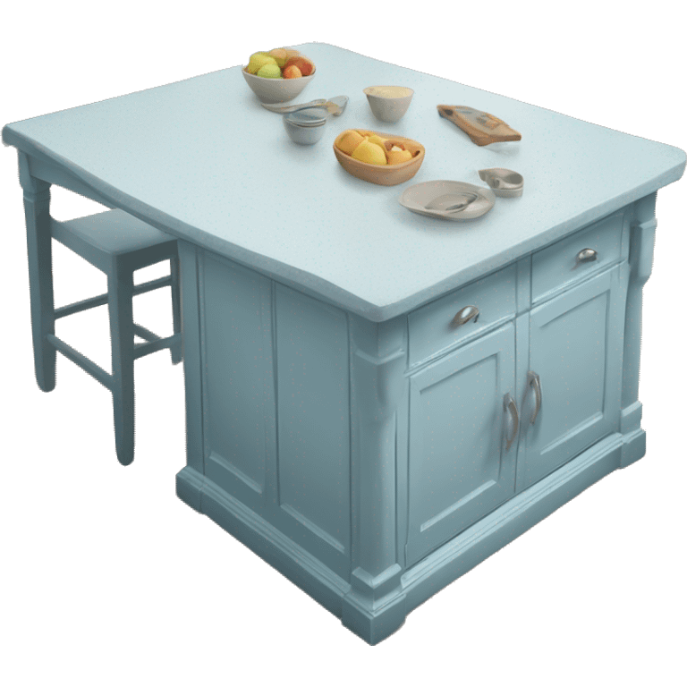 Realistic isolated pastel blue kitchen island counter. emoji