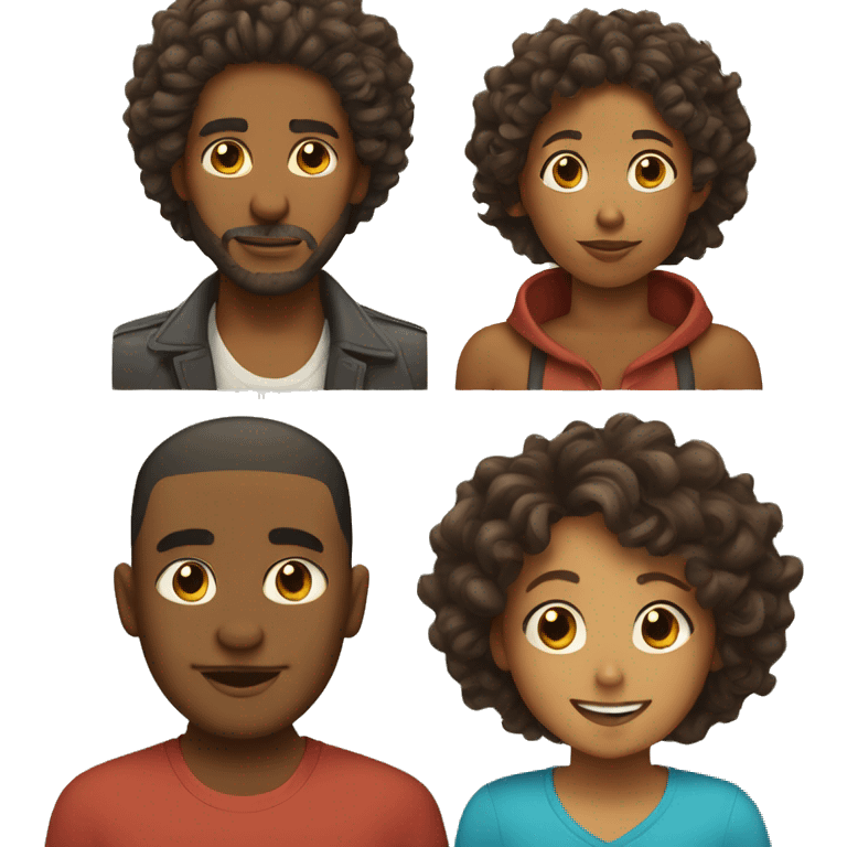 Brown skin mother with curly hair dad with dreads and little boy with a hair cut emoji