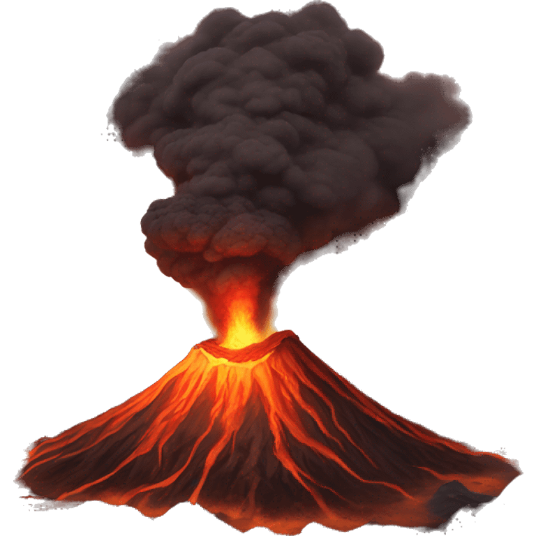 awakened volcano, ashes, fire, relief emoji