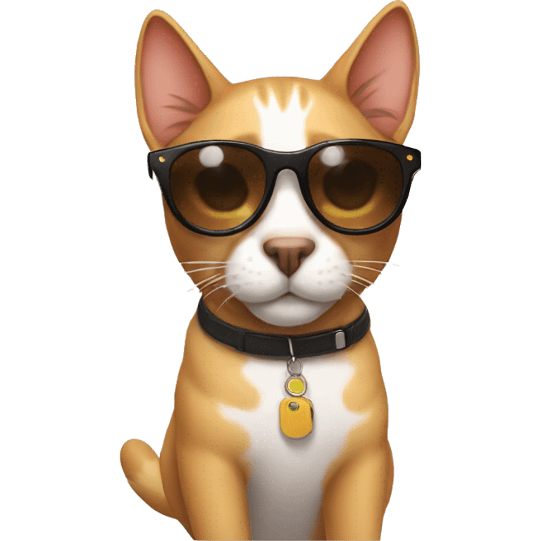 Cat with sunglasses and glasses is my dream cat I want a dog but my dog has to have it so  emoji