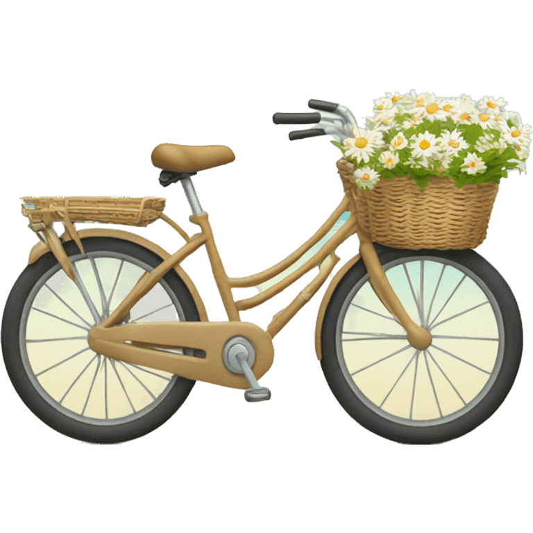 Beach bicycle with front basket with daisies  emoji