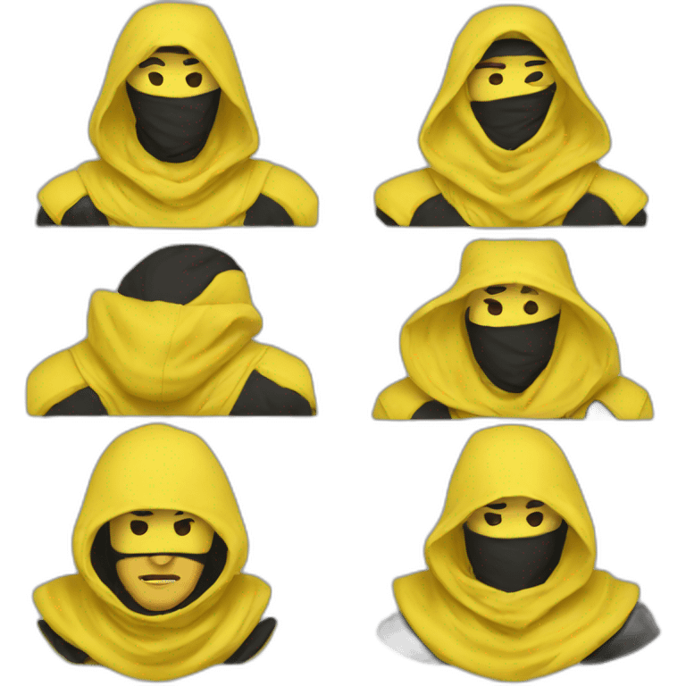 Guy wearing a yellow balaclava and a yellow and black jersey emoji