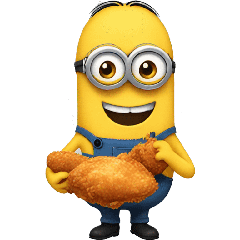 minion holding fried chicken smiling emoji