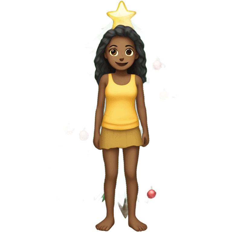 barefoot girls by christmas tree emoji