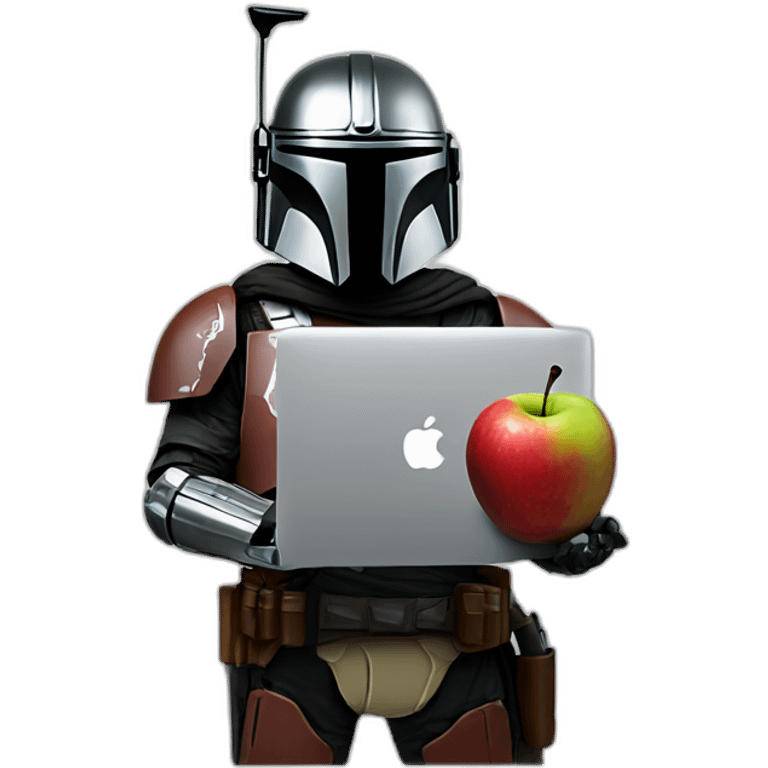 Mandalorian with Apple macbook emoji