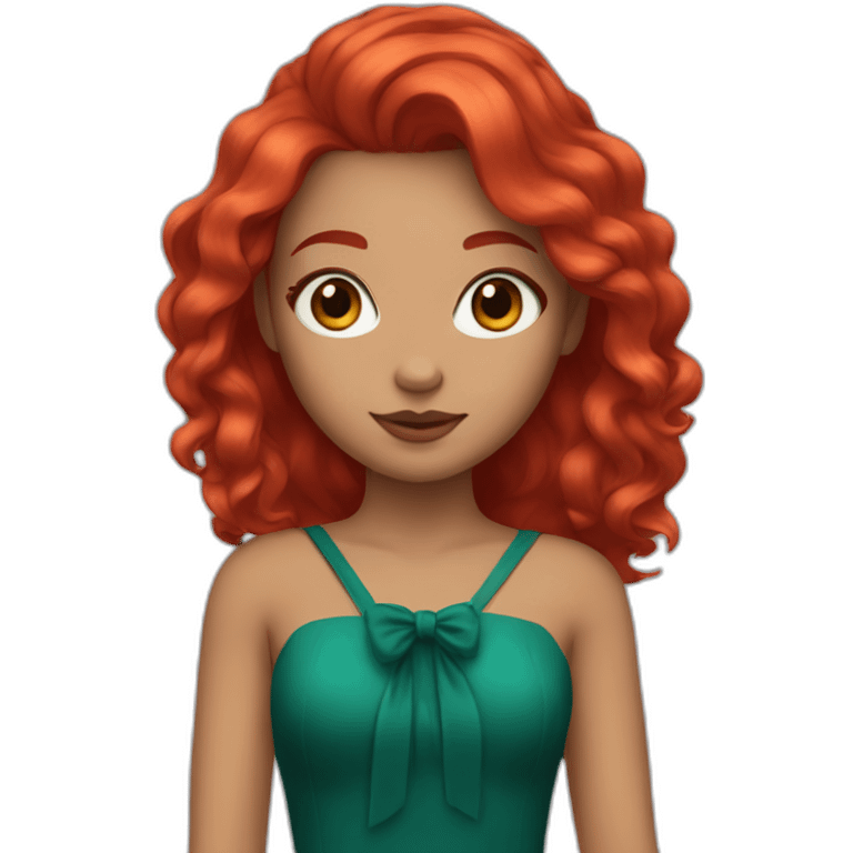 Girl with red hair, red dress and red makeup emoji