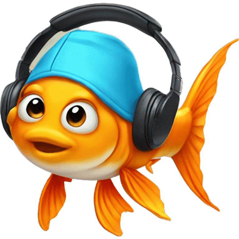 Goldfish wearing headphones  emoji