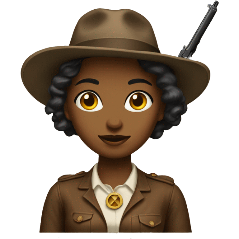 Brown vintage gun girl emoji