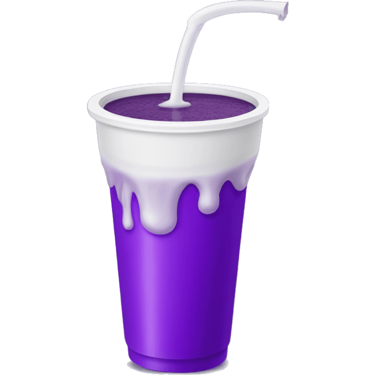 Purple drink pouring out of a styrofoam cup emoji