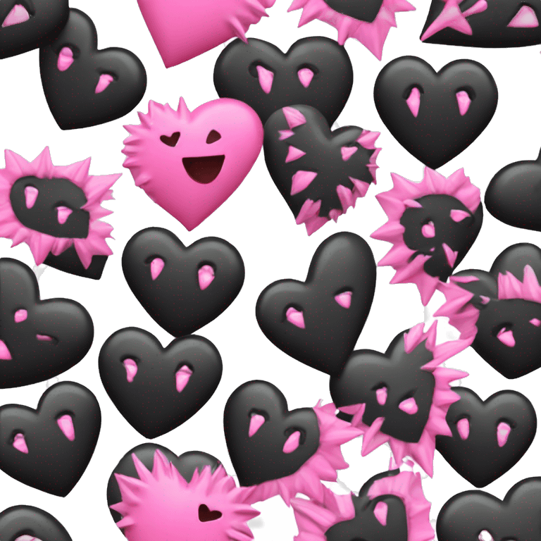 One big black heart with pink spikes emoji