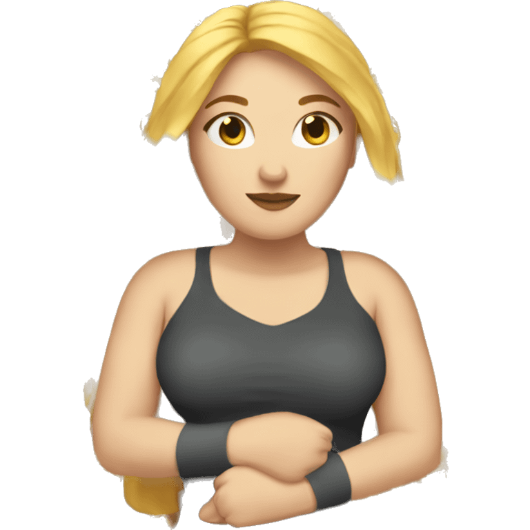 A woman with golden long hair and a plus-size figure. emoji