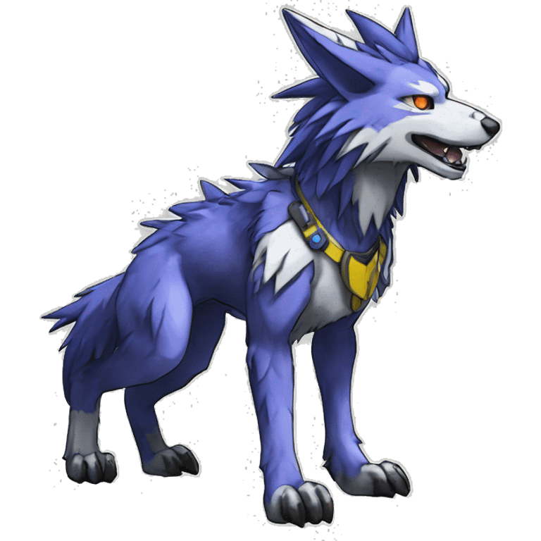  Cool Edgy Digimon-Fakemon-Garurumon-Loogamon-Dorulumon-Wolf with edgy markings full body emoji