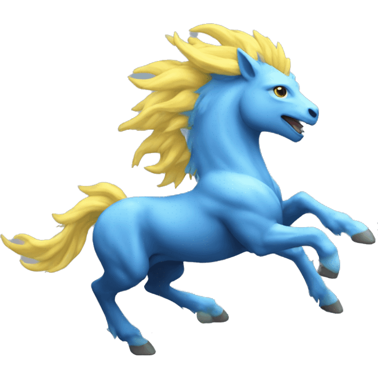 blue kirin with a yellow mane running emoji