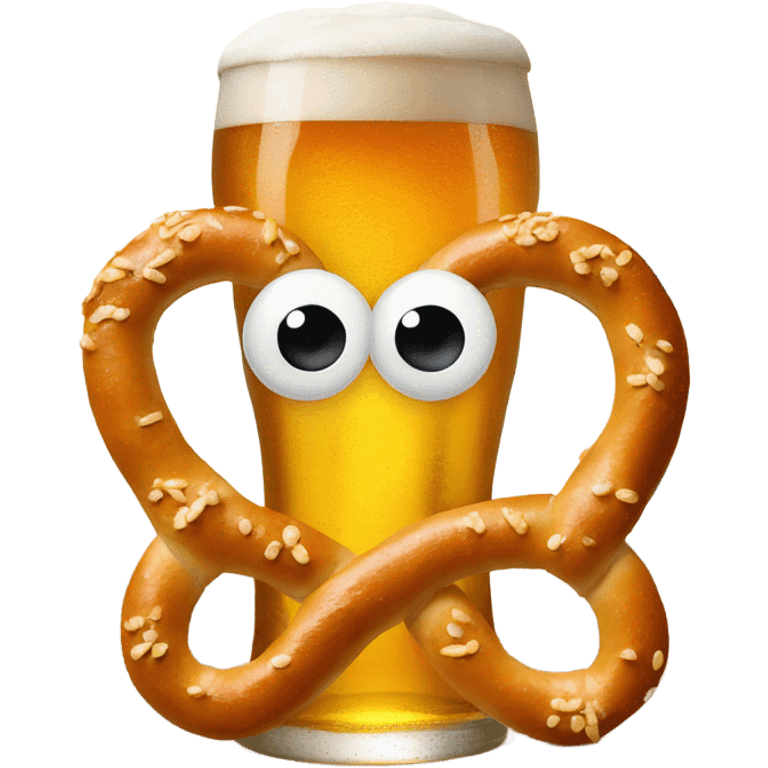 Pretzel with a face holding a beer emoji