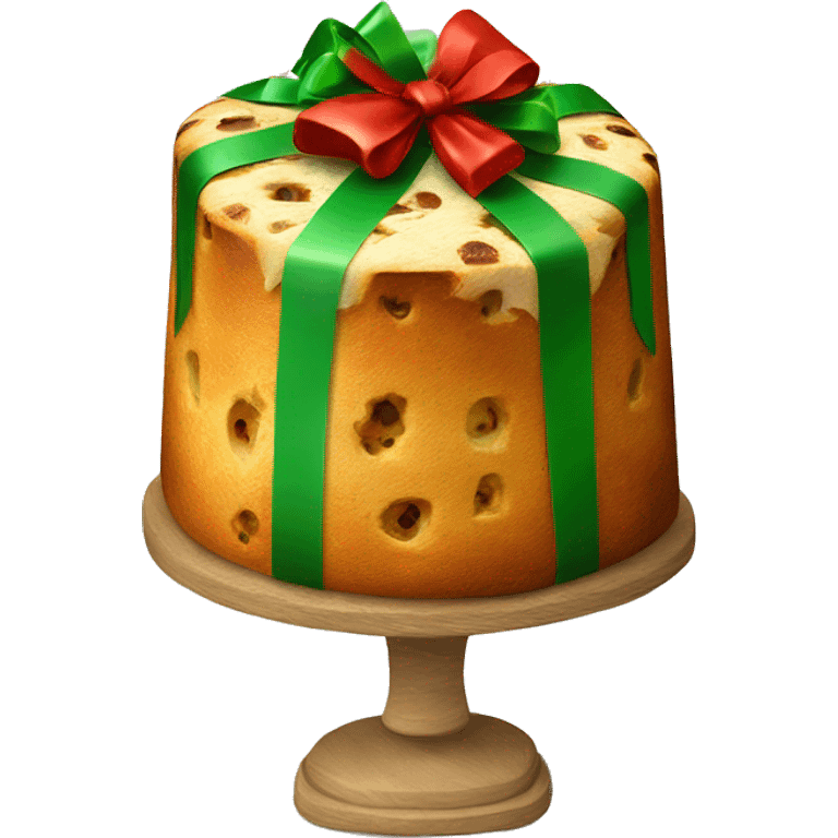 Christmas panettone with green and red bow emoji