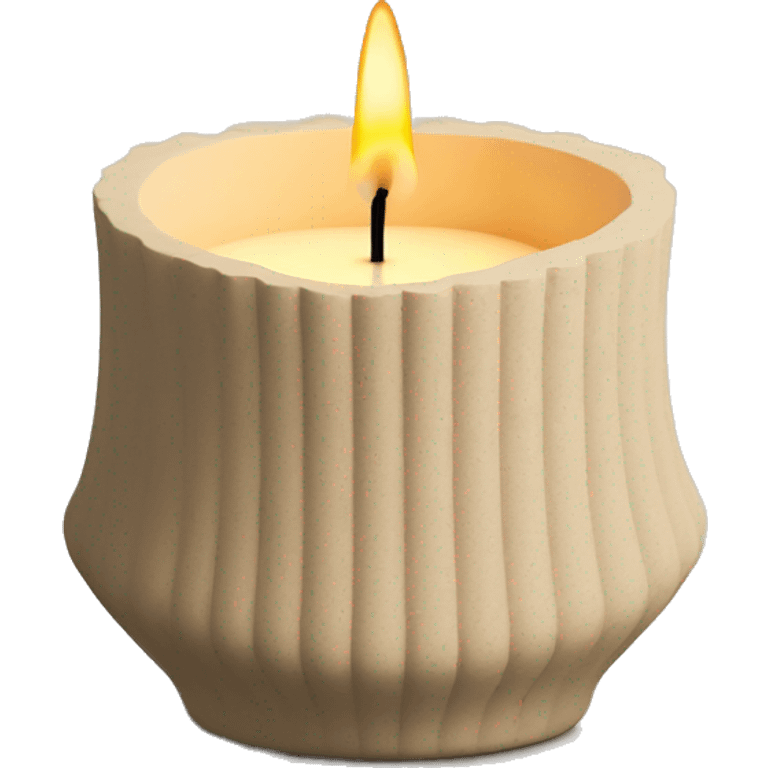 candle in beige concrete ridged vessel emoji