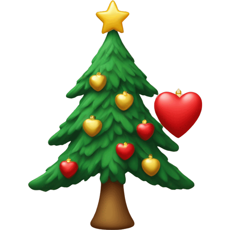 Christmas tree with heart ornaments emoji