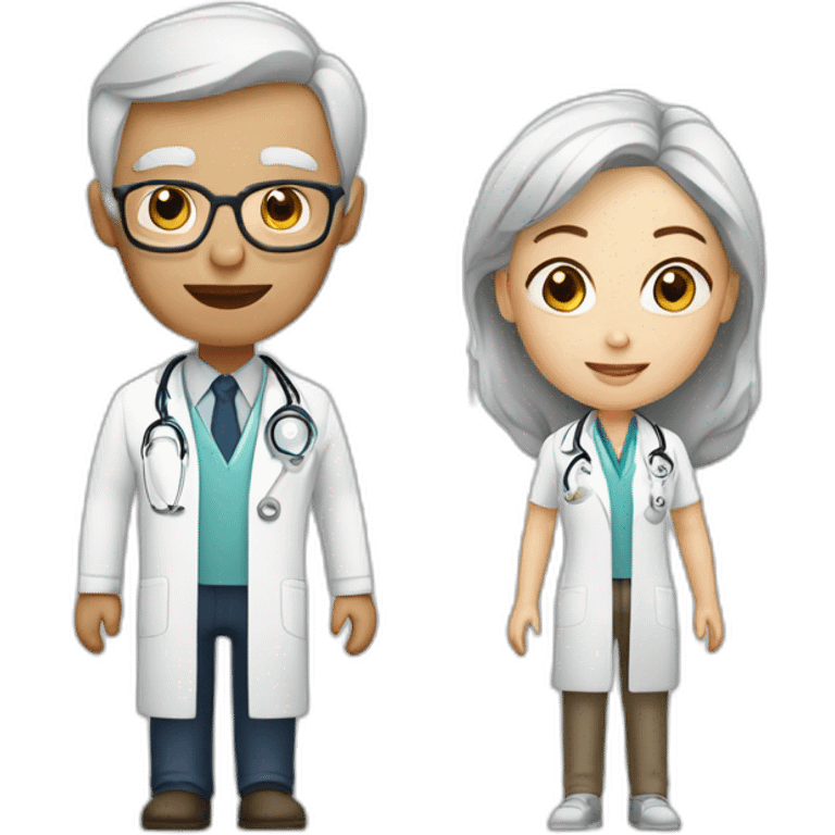 Doctor woman white and old wan patient emoji