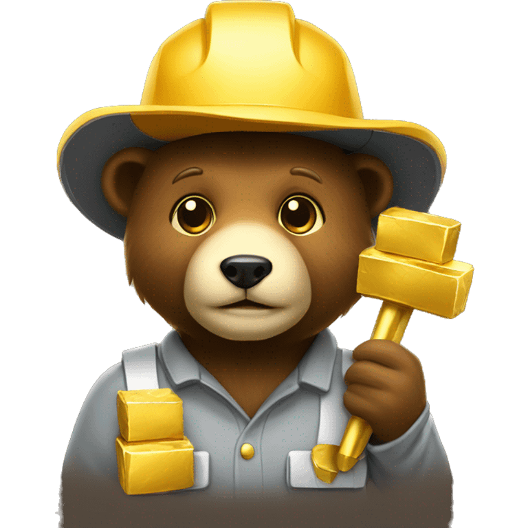 miner bear with gold bar emoji