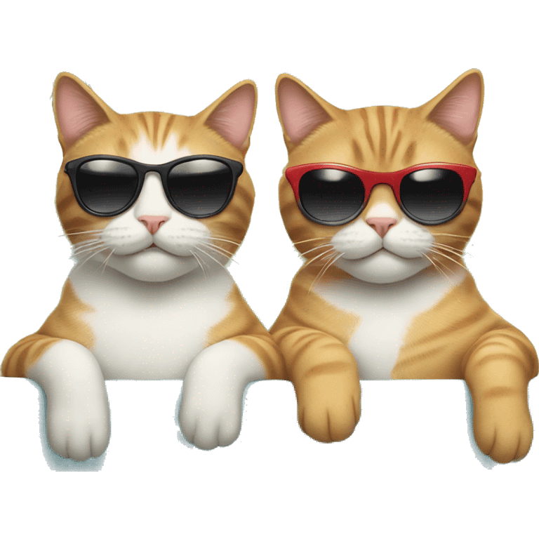 two cats wearing sunglasses relaxing emoji