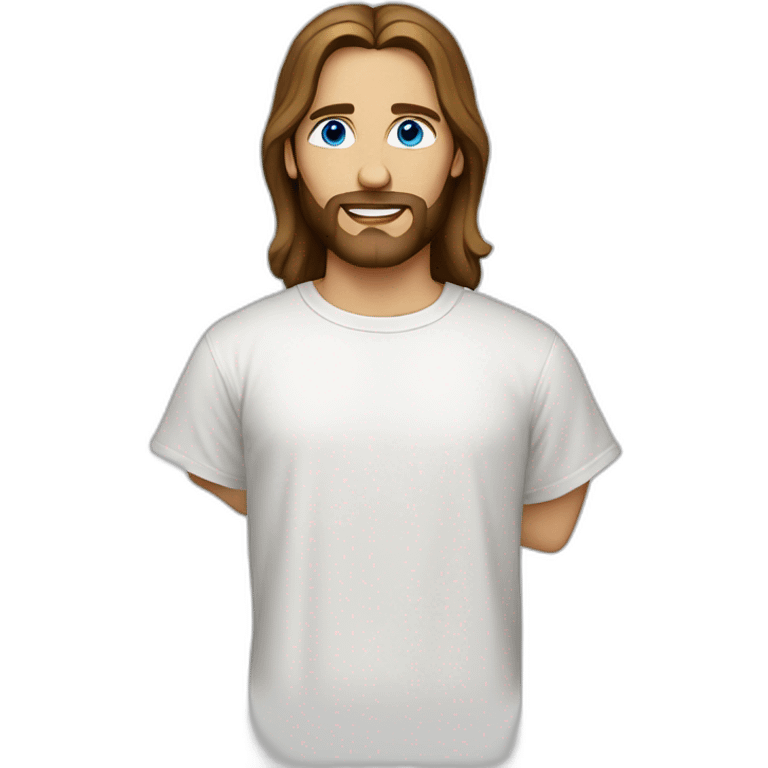 Jesus with blue eyes and white t-shirt emoji