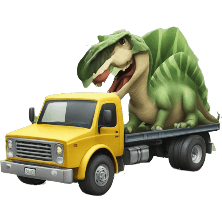 truck with a dinosar emoji