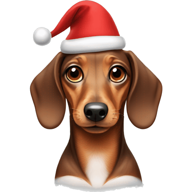 Dachshund wearing Santa hat emoji