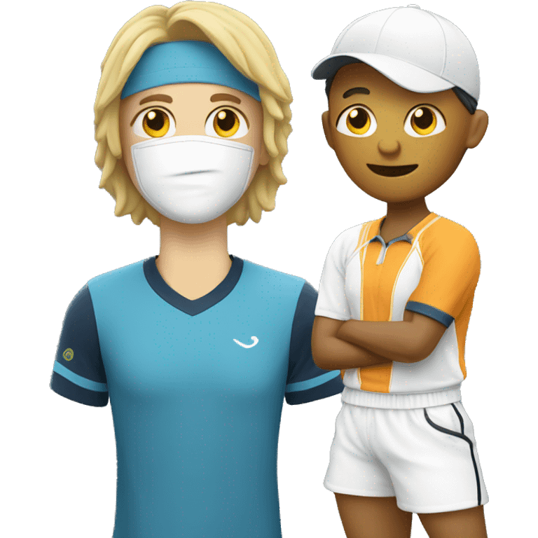 A white tennis player with head of customer support tshirt emoji