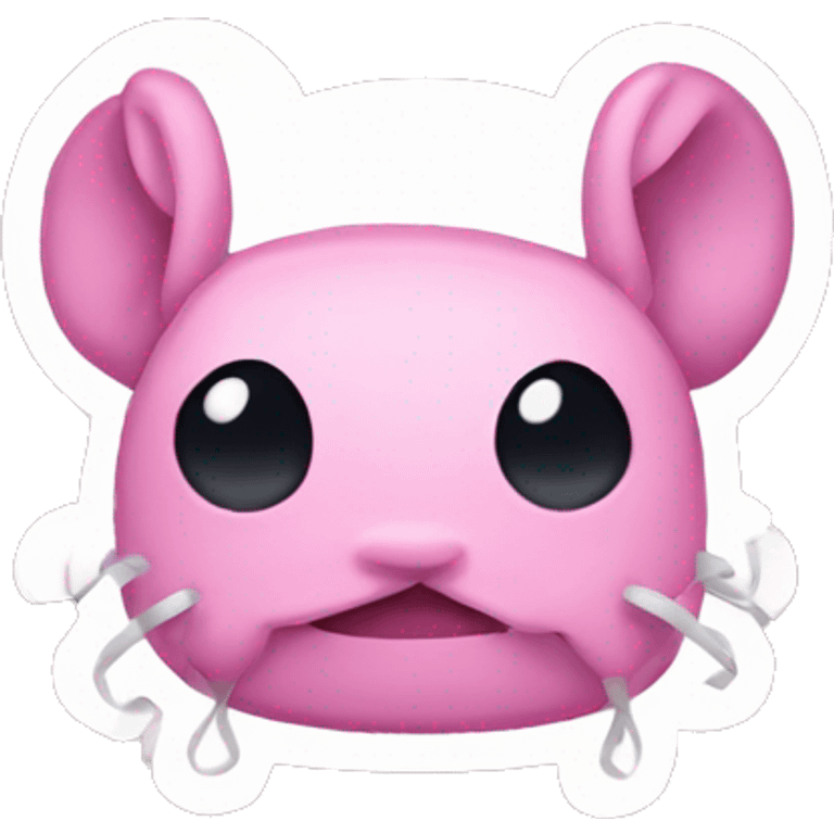 Pink stitch with a white bow on the side of the head emoji