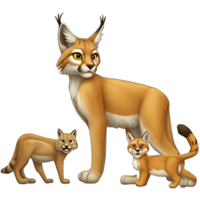 Lynx avec Renard avec Moineau avec huître avec écureuil avec suricate avec Tortue emoji