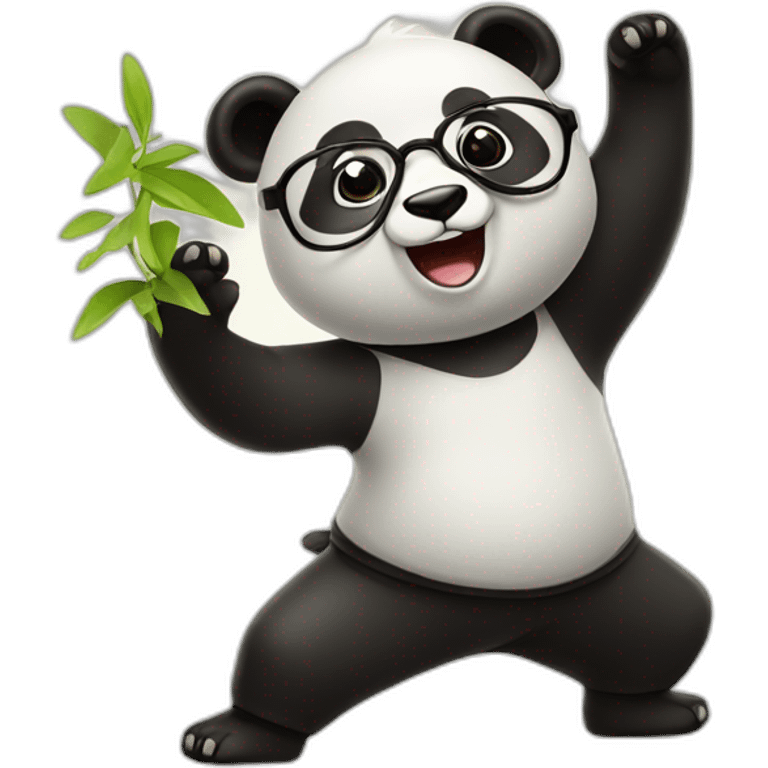 a nice panda bear with glasses doing tai chi emoji